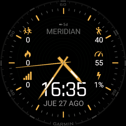 Meridian 6 - Analog Watch Face with 6 Data Fields · Screenshot 2