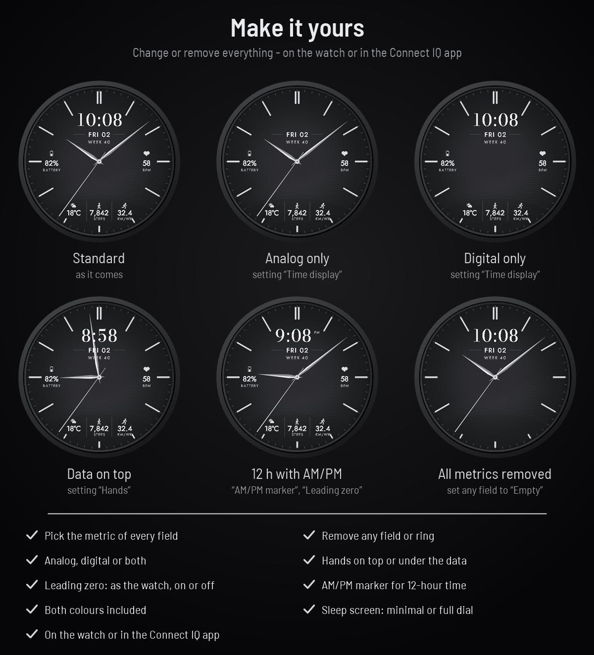 MONO - Dark & Light Dress Watch Face · Screenshot 1