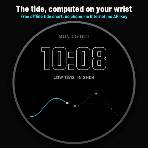 Astra Tidemark – 离线潮汐曲线表盘 · Screenshot 0