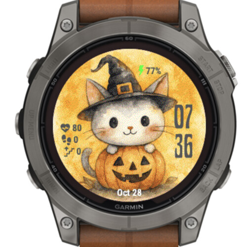 Cute Halloween Cat – Pumpkin Watch Face · Screenshot 1