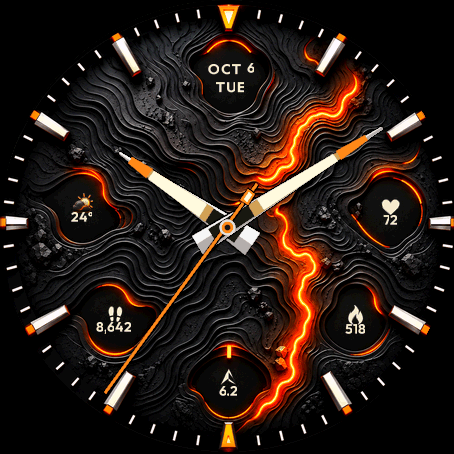 SHOT Volcano - Lava Analog Watch Face · Screenshot 0