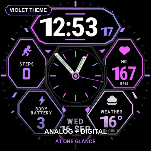 Neon Hex DataGrid - Data Rich Watch face · Screenshot 0