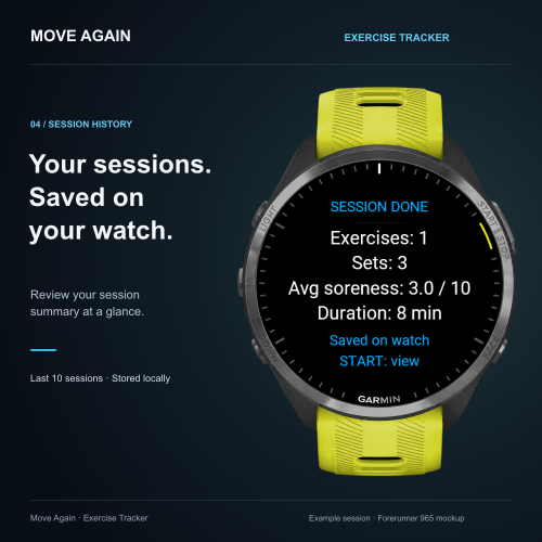 Move Again — Exercise Tracker · Screenshot 3