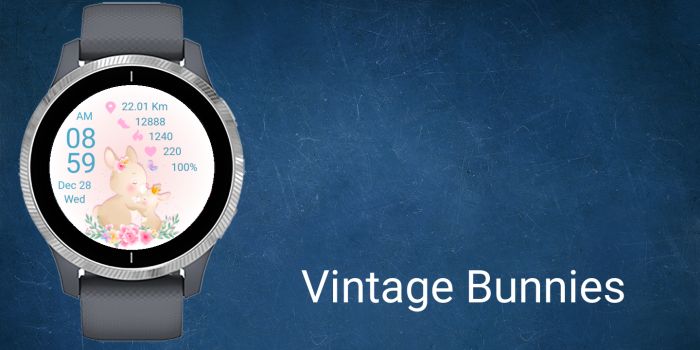 Vintage Bunnies Garmin watch face
