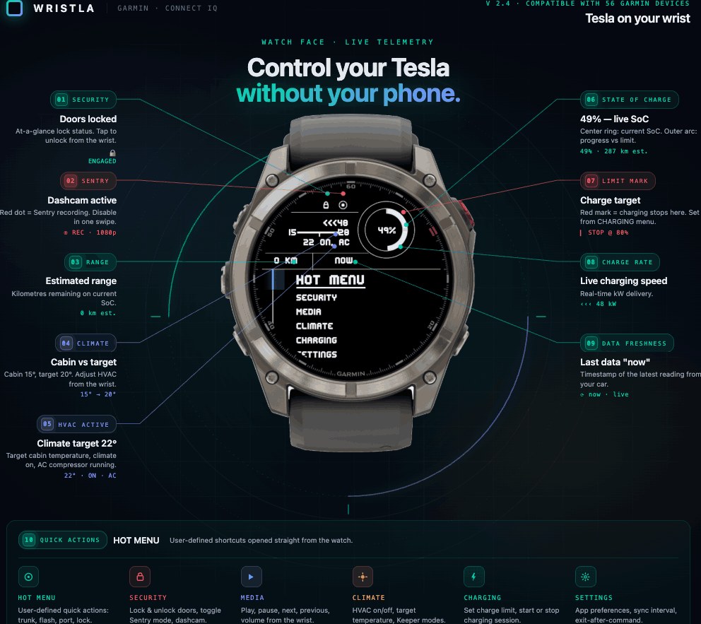 Wristla - Key & Control for Tesla · Screenshot 2