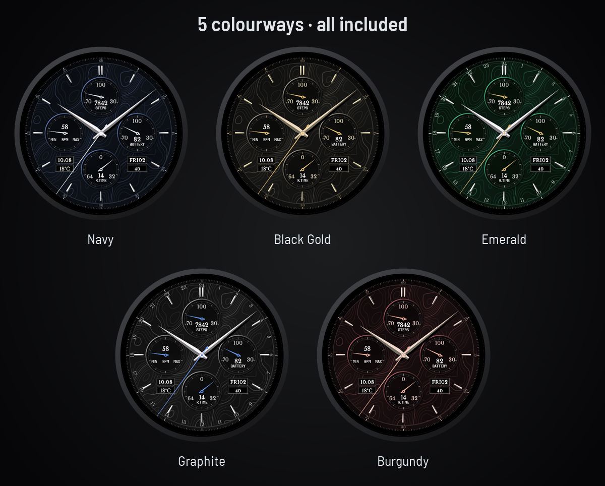 Ledger - Topo Map Chronograph Watch Face · Screenshot 1