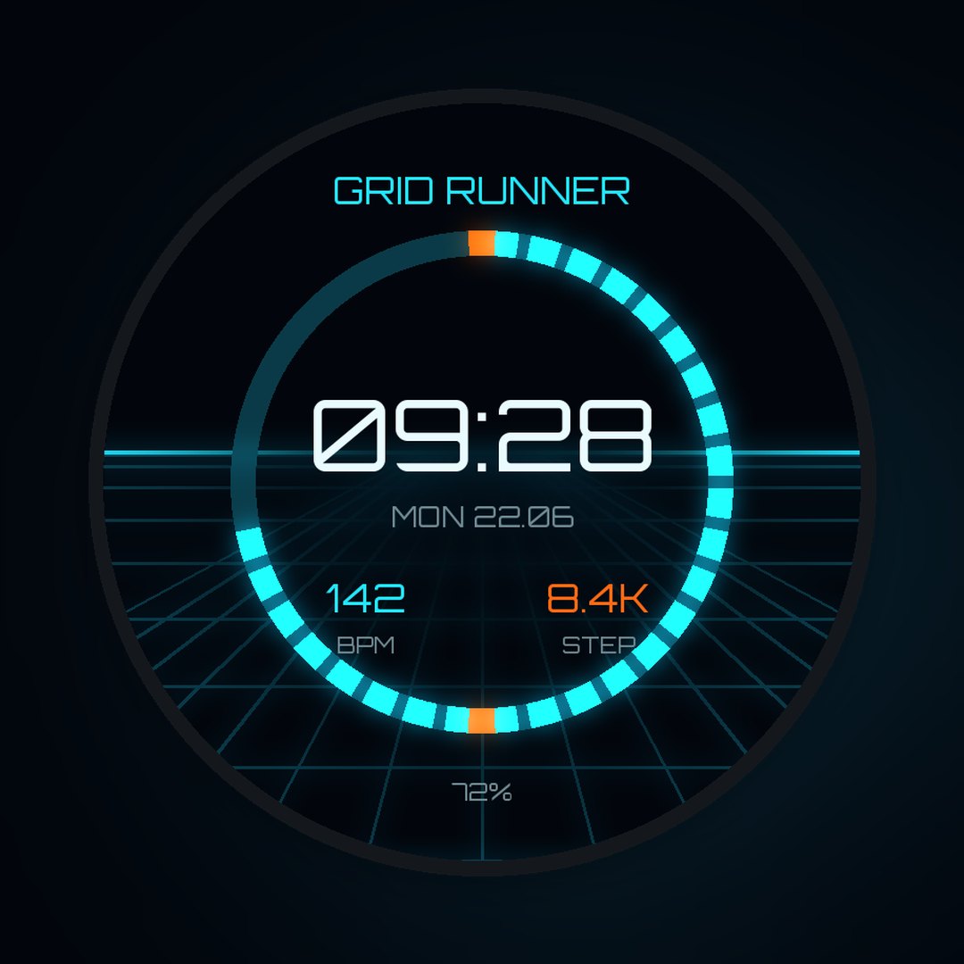 Grid Runner: Neon Grid Watch Face · Screenshot 0