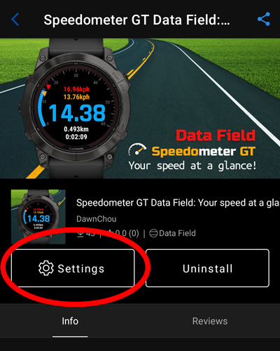 Speedometer GT Data Field: Your speed at a glance! · Screenshot 2