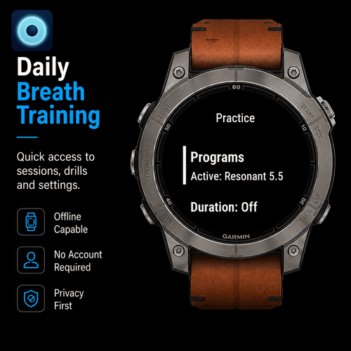 Breathing Timer: HRV · BOLT · Wim Hof · 4-7-8 · Screenshot 1