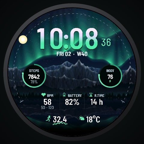 Nordic Light - Northern Lights Aurora Watch Face · Screenshot 0