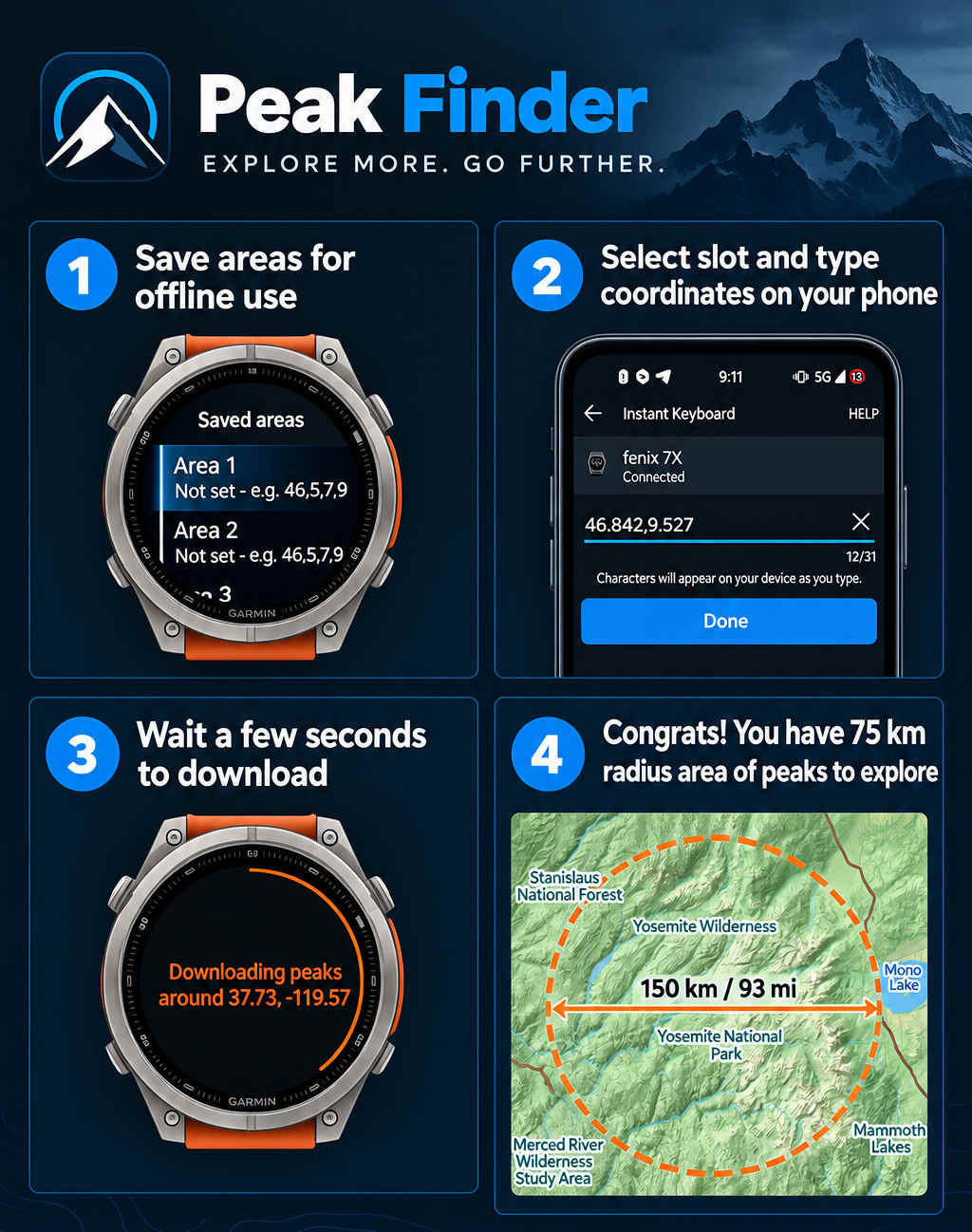 Peak Finder - data field for activities · Screenshot 2