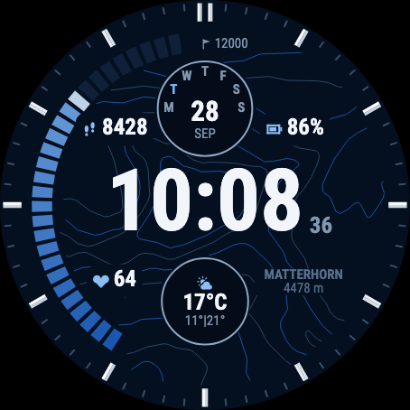 Isohypse Digital Lite - Topo Mountain Watch Face · Screenshot 0