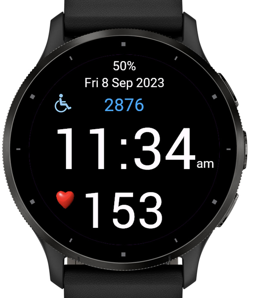 Large font heart rate with wheelchair support · Screenshot 3
