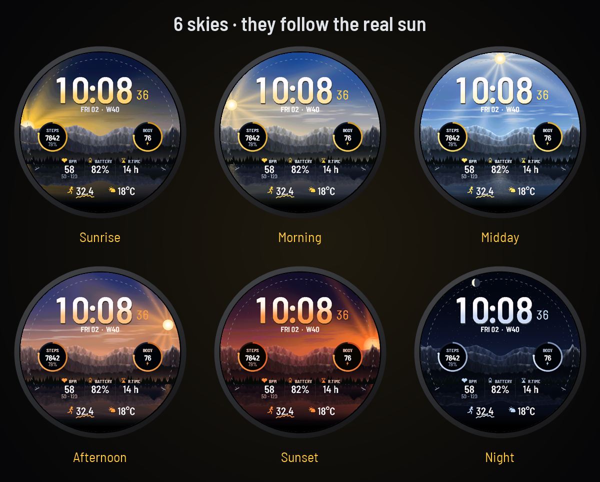 Summit - Living Mountain Day & Night Watch Face · Screenshot 1