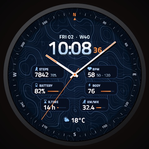 Contour - Topo Map Compass Watch Face · Screenshot 0