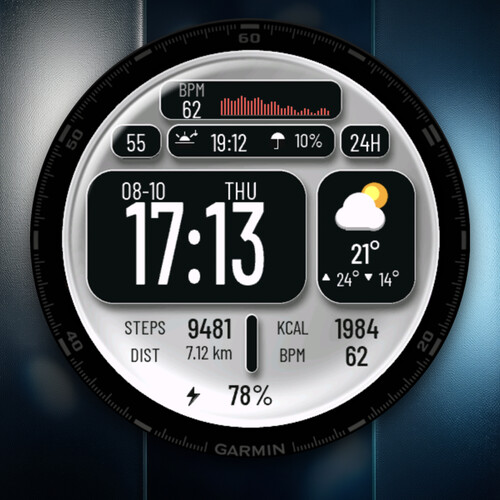 Glass Watch Face – 天气、心率与 AOD 表盘 · Screenshot 0