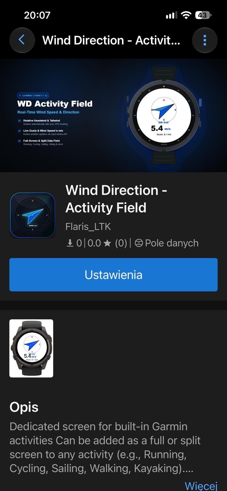 Wind Direction - Activity Field · Screenshot 1