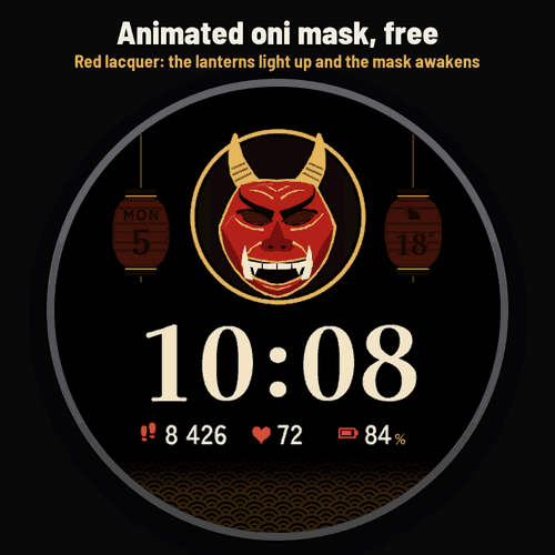 Astra Oni – 动态鬼面具 武士 动漫风表盘 · Screenshot 0