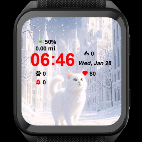 White Cat Walking Through Snowy 4