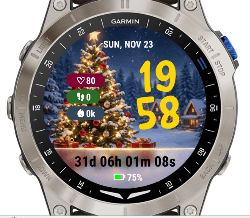 Christmas Countdown Watchface Garmin · Screenshot 1