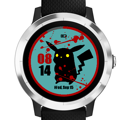 Bloody Pikachu loves Halloween / Pokemon watch face screenshot 4
