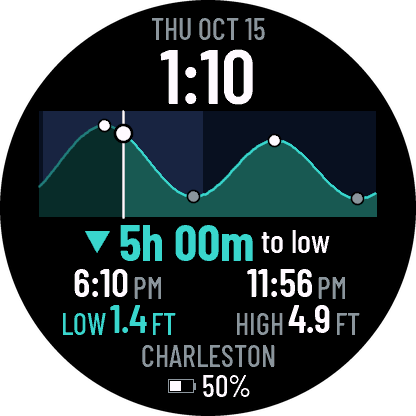 Tide Line — NOAA Tide Curve Watch Face · Screenshot 2