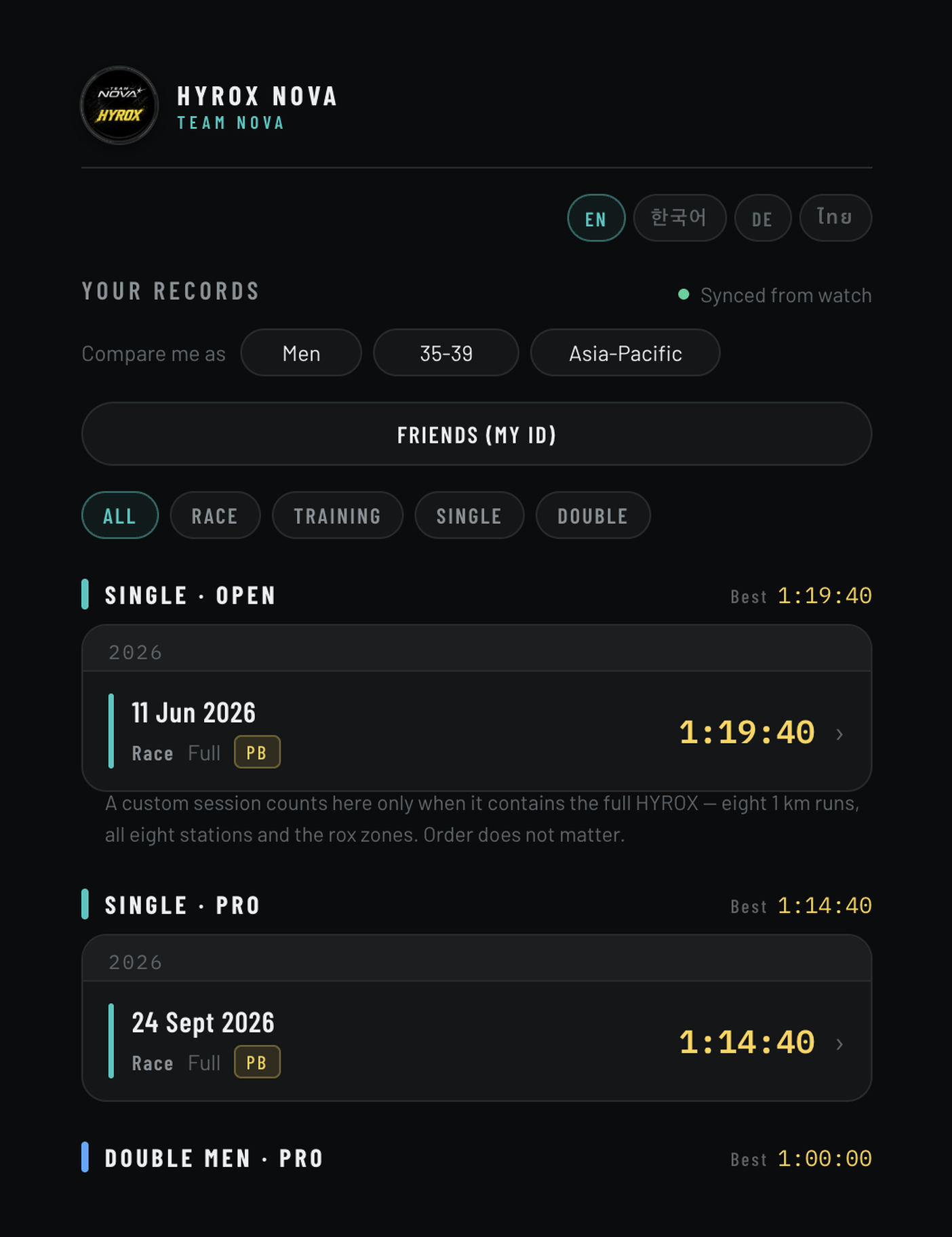 HYROX NOVA · Screenshot 3