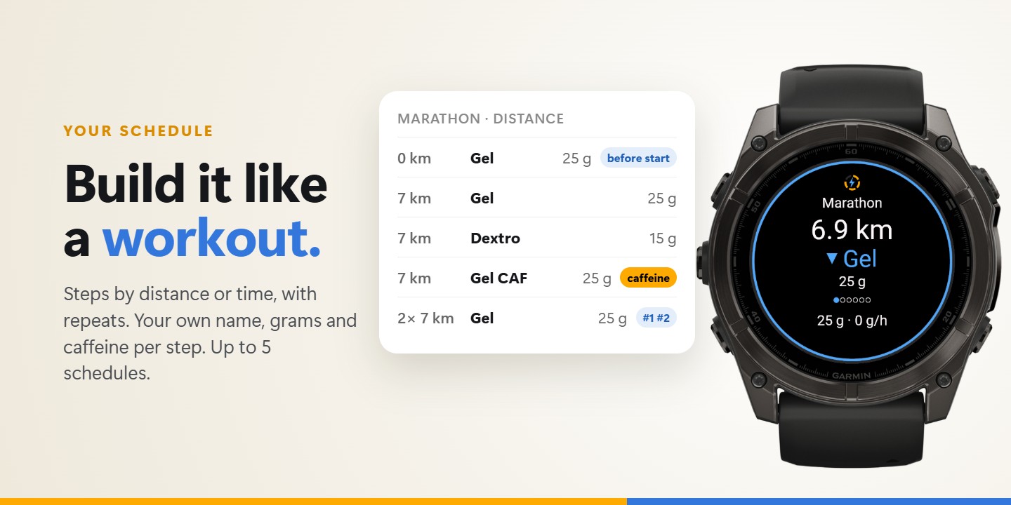 FuelSteps – Gel & Carb Fuel Reminder · Screenshot 1