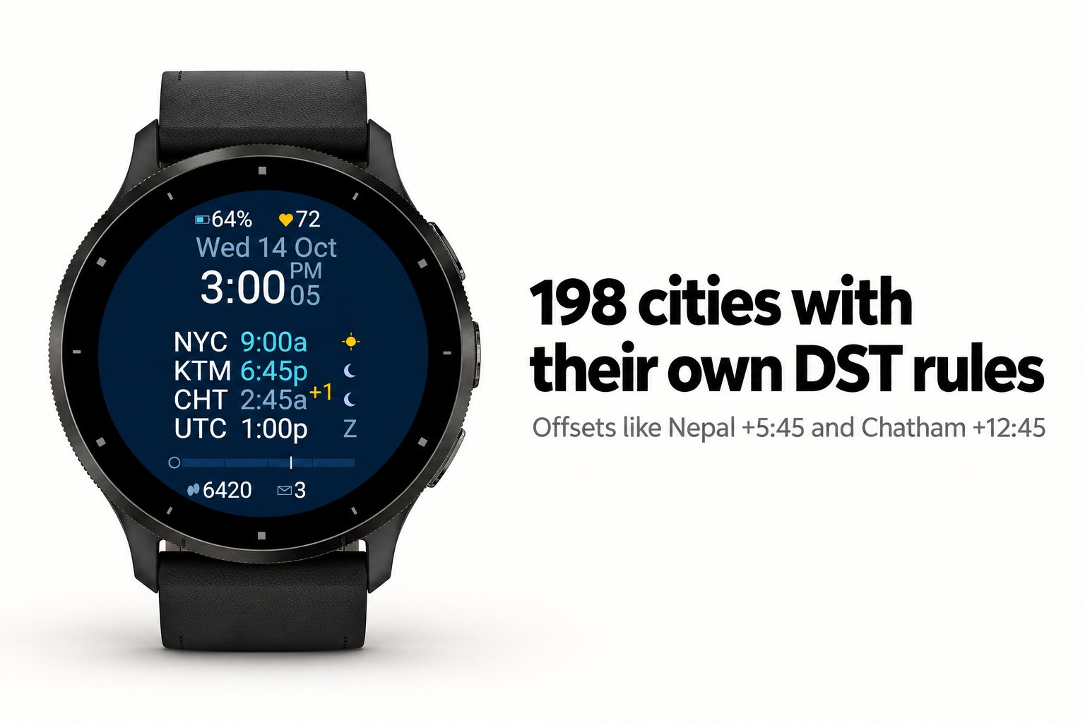 Zonestack - World Time Watch Face · Screenshot 2