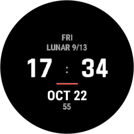 Glance — Big Time + Lunar Date Garmin watch face