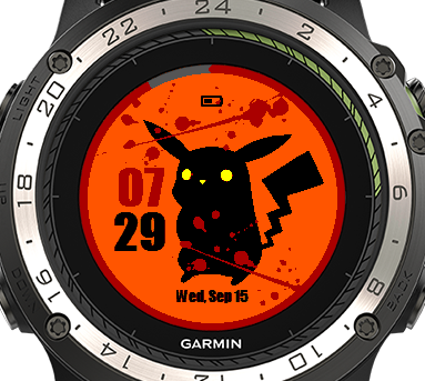 Bloody Pikachu loves Halloween / Pokemon watch face screenshot 2
