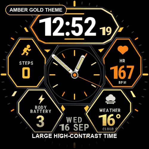 Neon Hex DataGrid - Data Rich Watch face · Screenshot 1