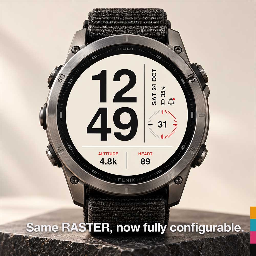 RASTER PRO · Swiss Grid Watch Face · Kuvakaappaus 0