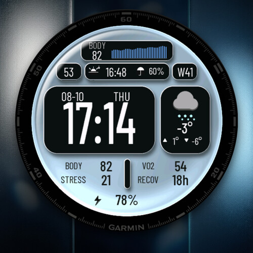 Glass Watch Face – 天气、心率与 AOD 表盘 · Screenshot 3