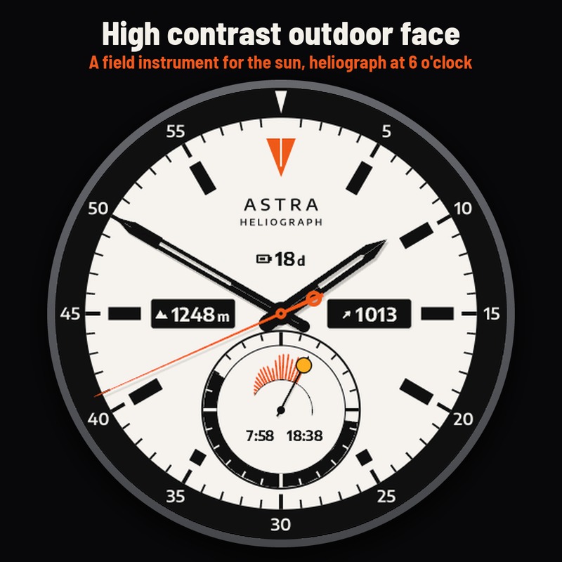 Astra Heliograph Pro – 户外高对比度表盘 · Screenshot 0