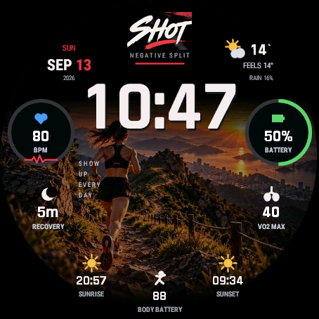 SHOT Run - Data Watch Face · Screenshot 0