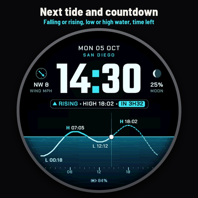 Astra Tidemark – 离线潮汐曲线表盘 · Screenshot 1