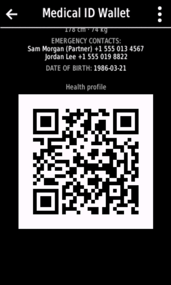 Medical ID Wallet for EDGE · Screenshot 1