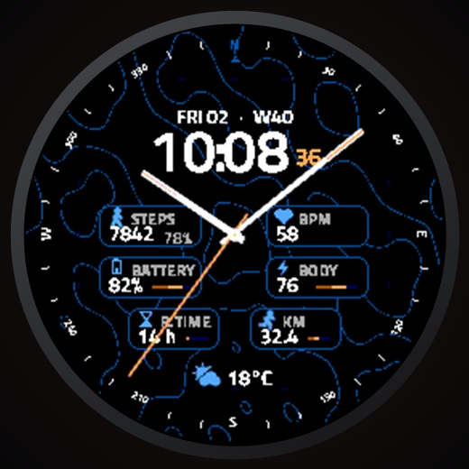 Contour - Topo Map Compass Watch Face · Screenshot 3