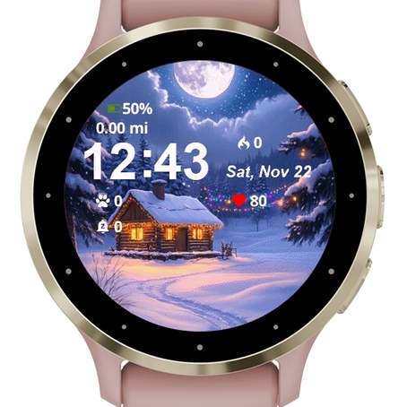 Snowy Night Cabin Full Moon · Screenshot 0