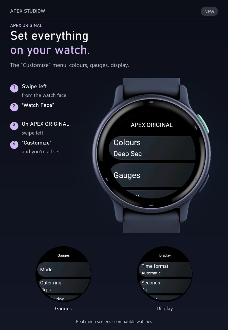 APEX ORIGINAL AMOLED ALWAYS-ON 40+ COLORS ON WATCH · Screenshot 2