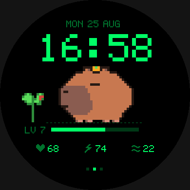Capybara Buddy - Pixel Pet Watch Face · Screenshot 1