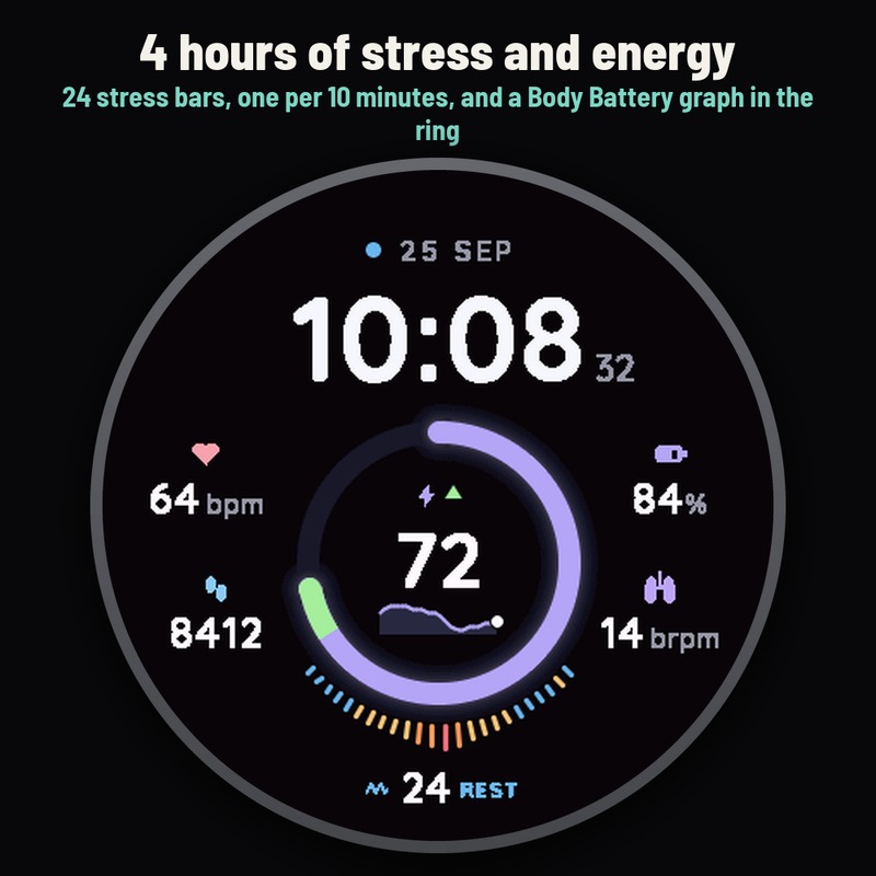 Astra Vital Pro – 压力与 Body Battery 表盘 · Screenshot 1