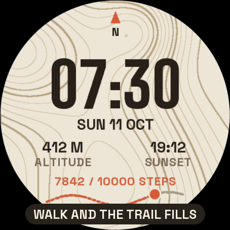 TRAILMAP — Topographic Trail Watch Face · Screenshot 1