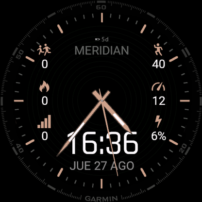 Meridian 6 - Analog Watch Face with 6 Data Fields · Screenshot 3