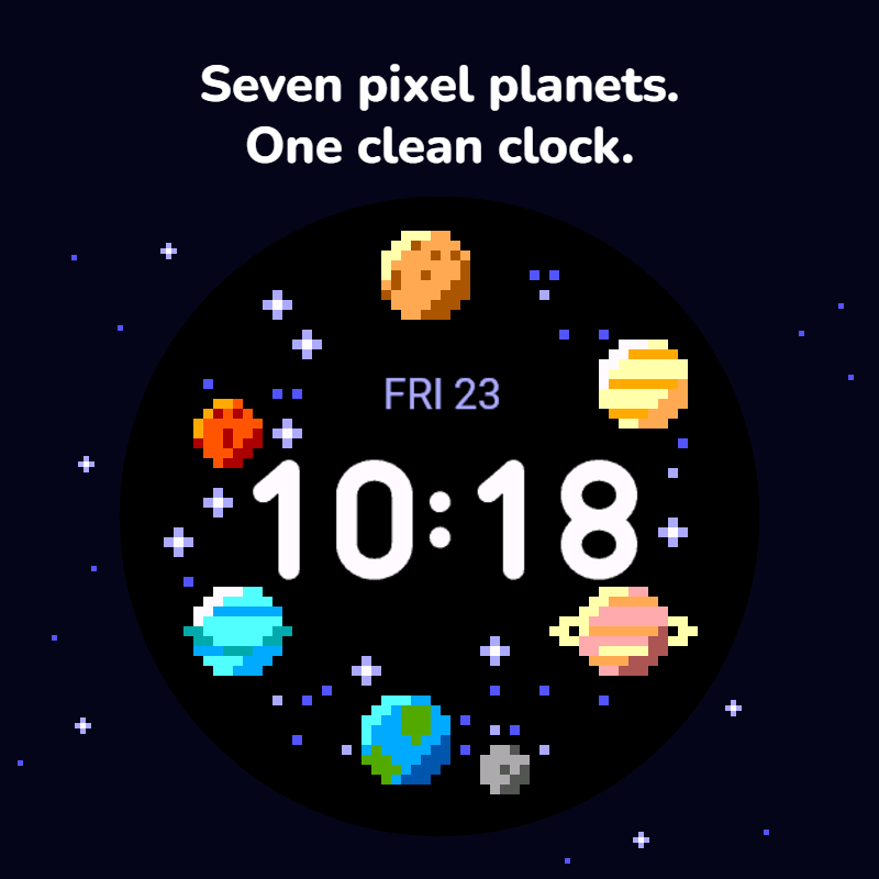Pixel Planets - Retro Space Watch Face · Screenshot 0