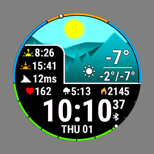 ⭐️WEATHER FACE by ERSHOVLAD Garmin watch face preview