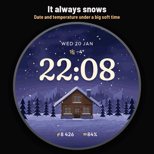 Astra Snowfall – Quadrante animato baita d'inverno · Screenshot 1