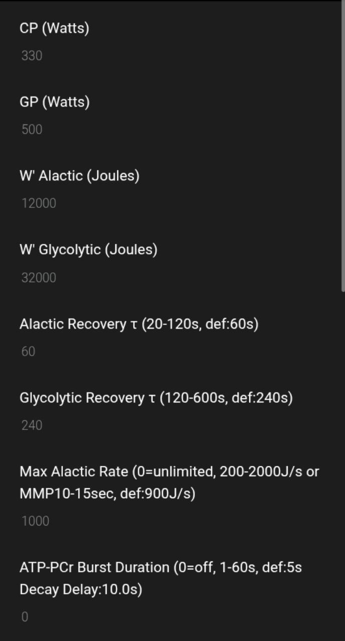 W' Balance Alactic & Glycolytic · Screenshot 0