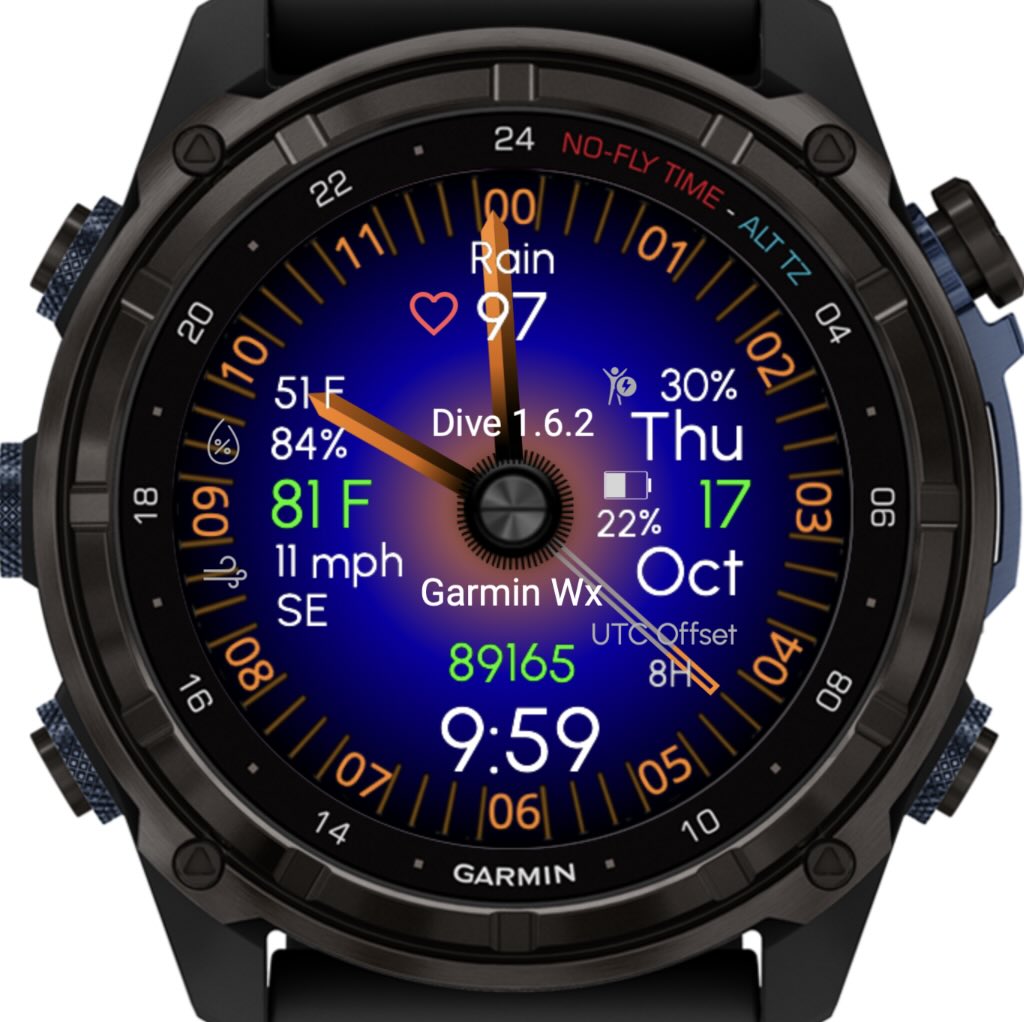 NA - Custom Dive - Orange (Garmin Weather) · Screenshot 1